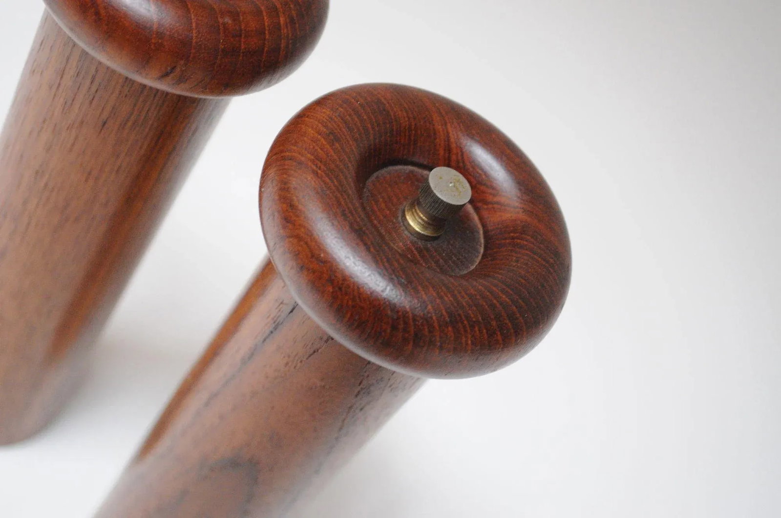 Sculptural Danish Modern Teakwood Salt Shaker and Pepper Grinder Set - 12