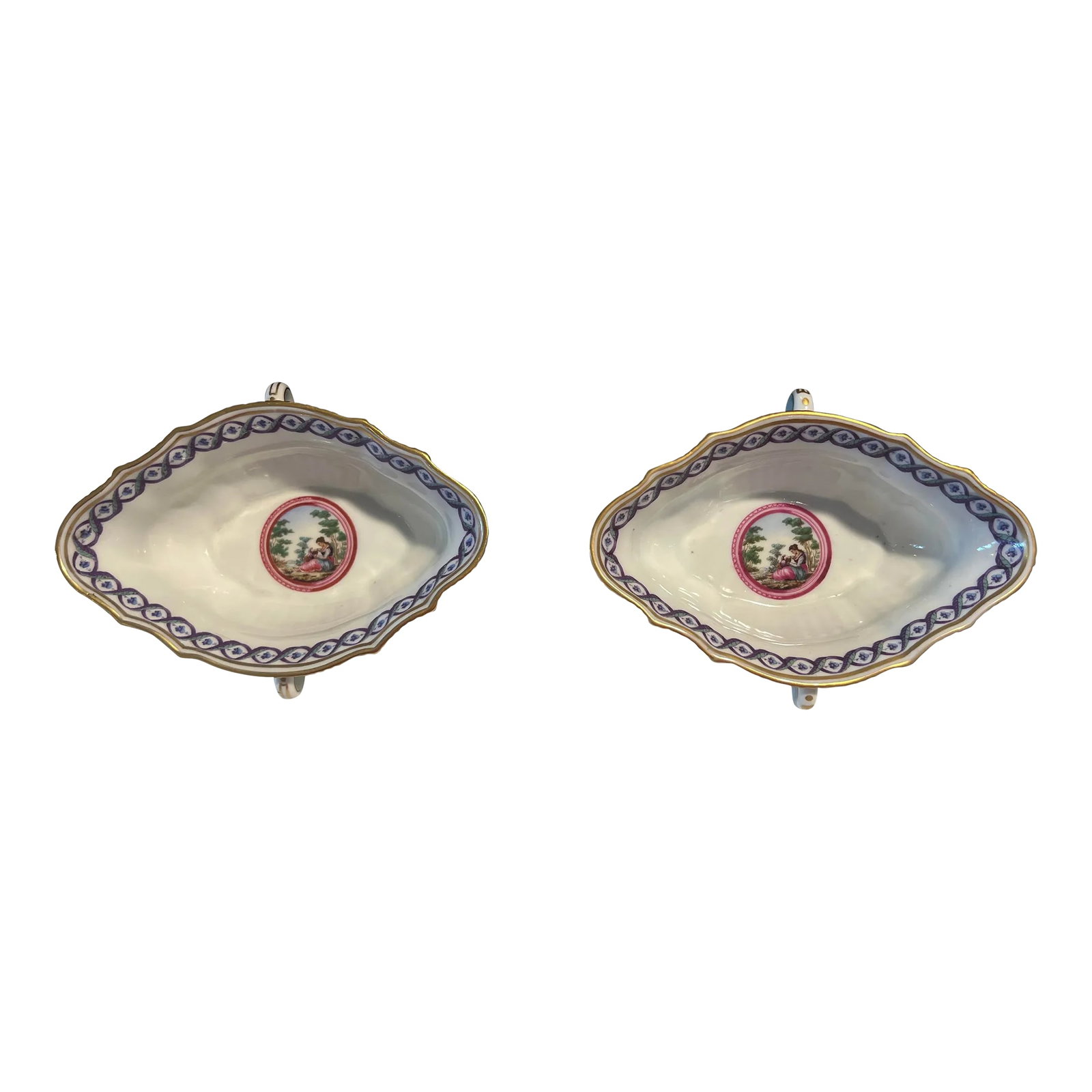 Pair, Richard Ginori Italian "Elba" Pattern Porcelain Open Sauce Boats (1 of 7)