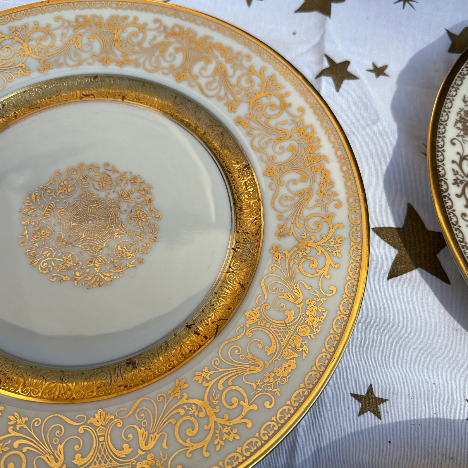 1970s Collection of Gold Detailed Dinner Plates- Set of 8 - 6