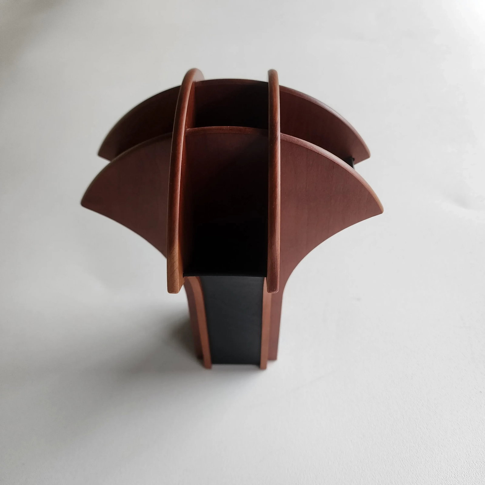 Late 20th Century Handmade Segmented Italian Wood Vase Formed With Bent Wood Sections by Coruna - 2