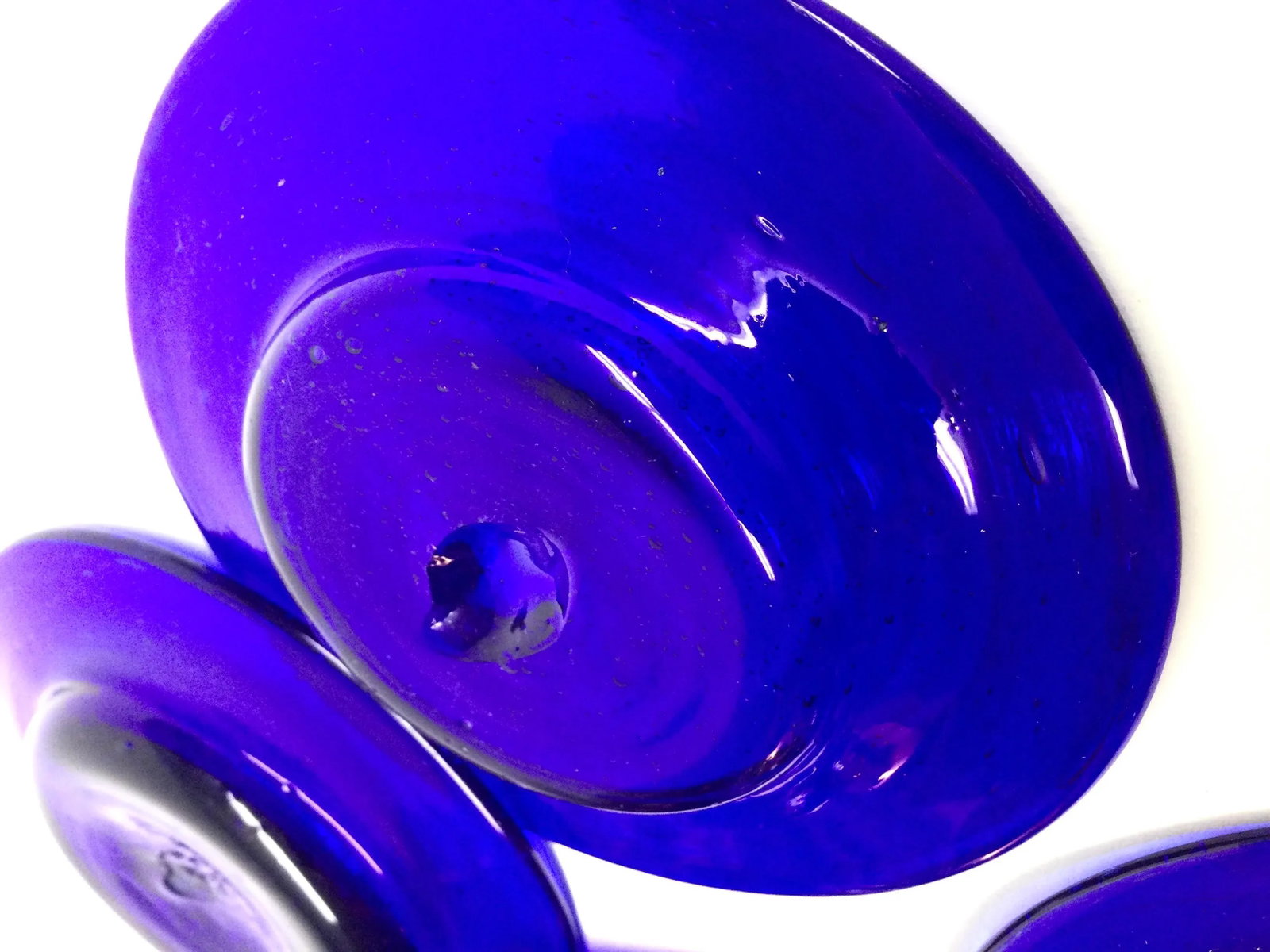 Hand Blown Art Glass Cobalt Blue Butter Plates Set of 6 - 11