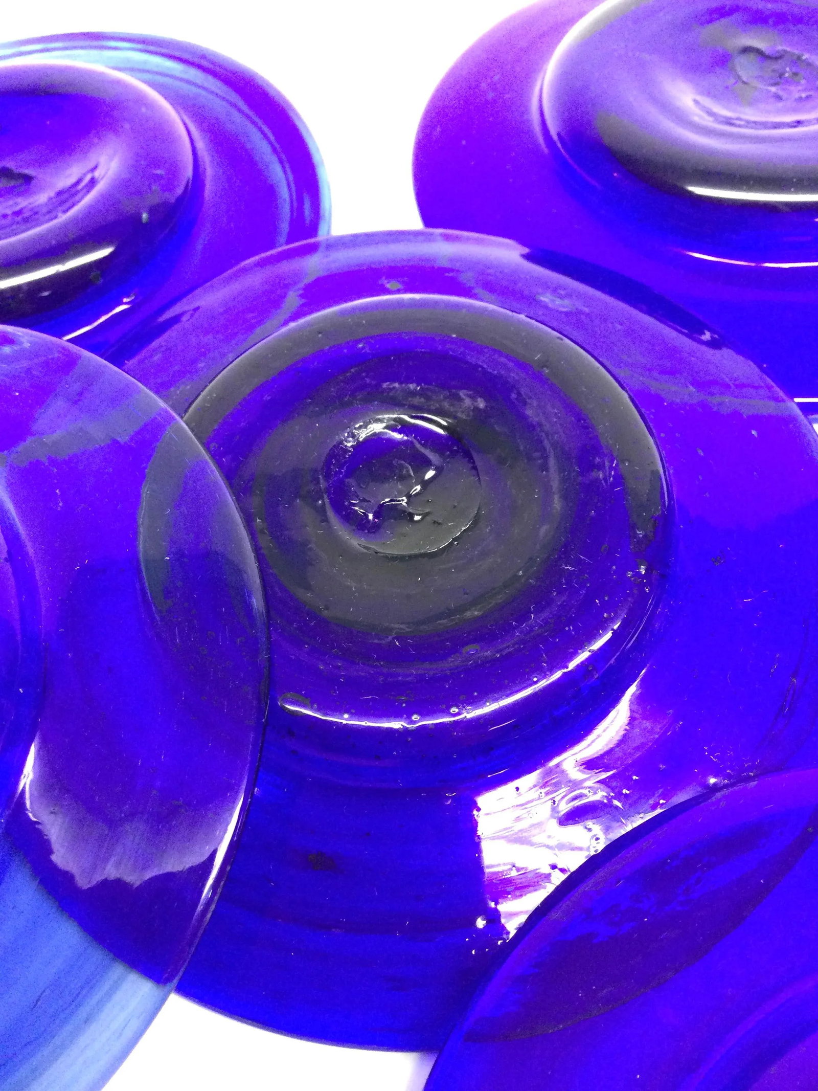 Hand Blown Art Glass Cobalt Blue Butter Plates Set of 6 - 5