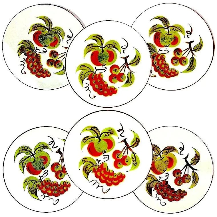 1960's Hand-Painted Stangl "Orchard Song" Dinner Plates - Set of 6 - 12