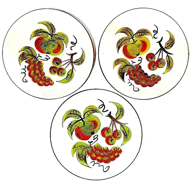 1960's Hand-Painted Stangl "Orchard Song" Dinner Plates - Set of 6 - 6