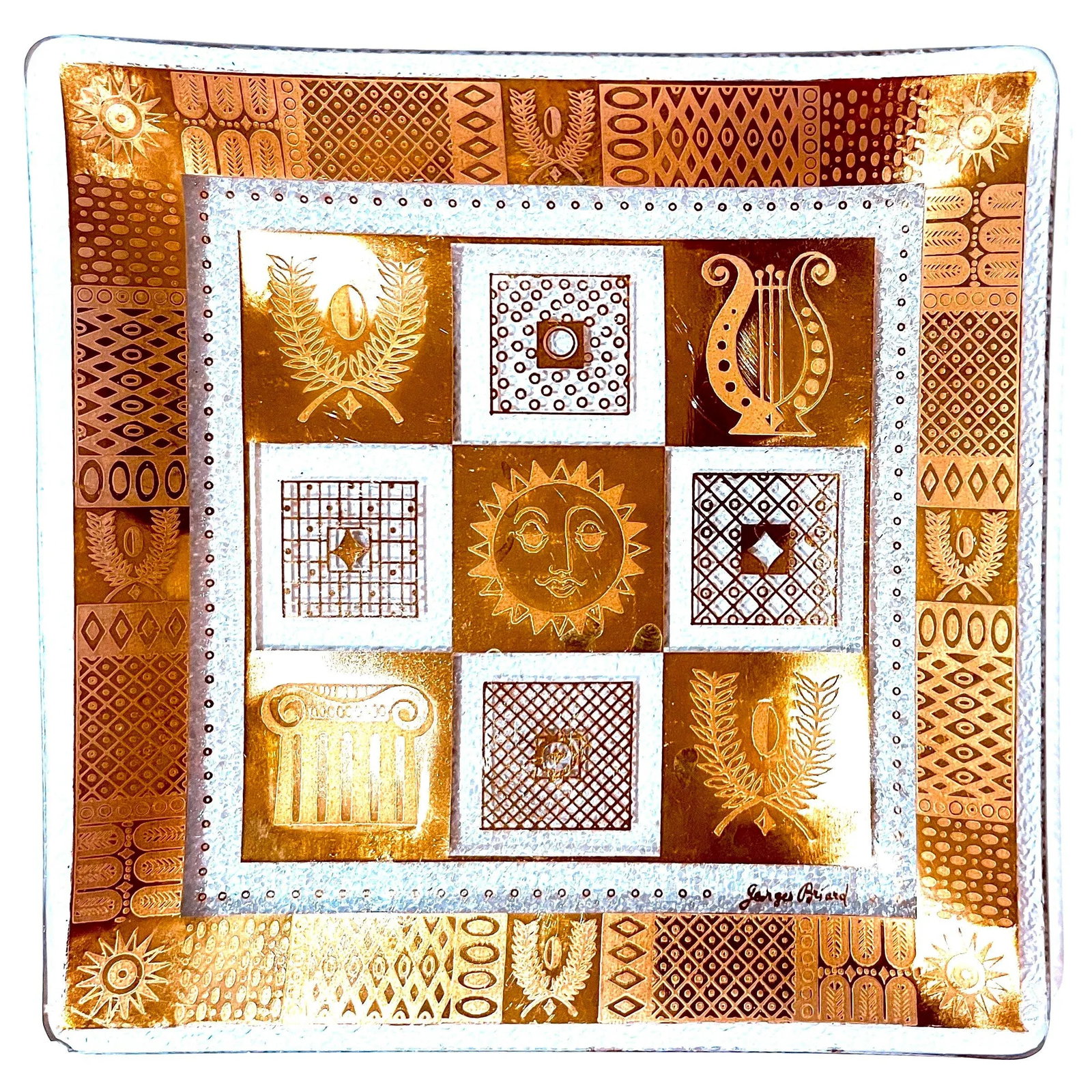 Mid 20th Century Georges Briard "Celestrial" Gold Embellished Snack Plates - Set of 4 - 7