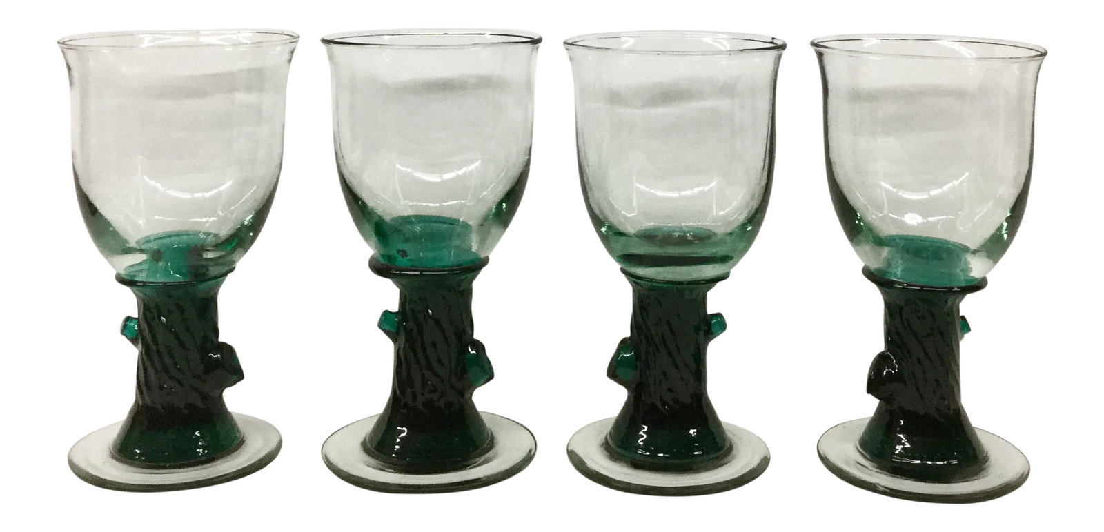 Heavy Tree Trunk Hand Blown Glass Goblets - Set of 4 (1 of 11)