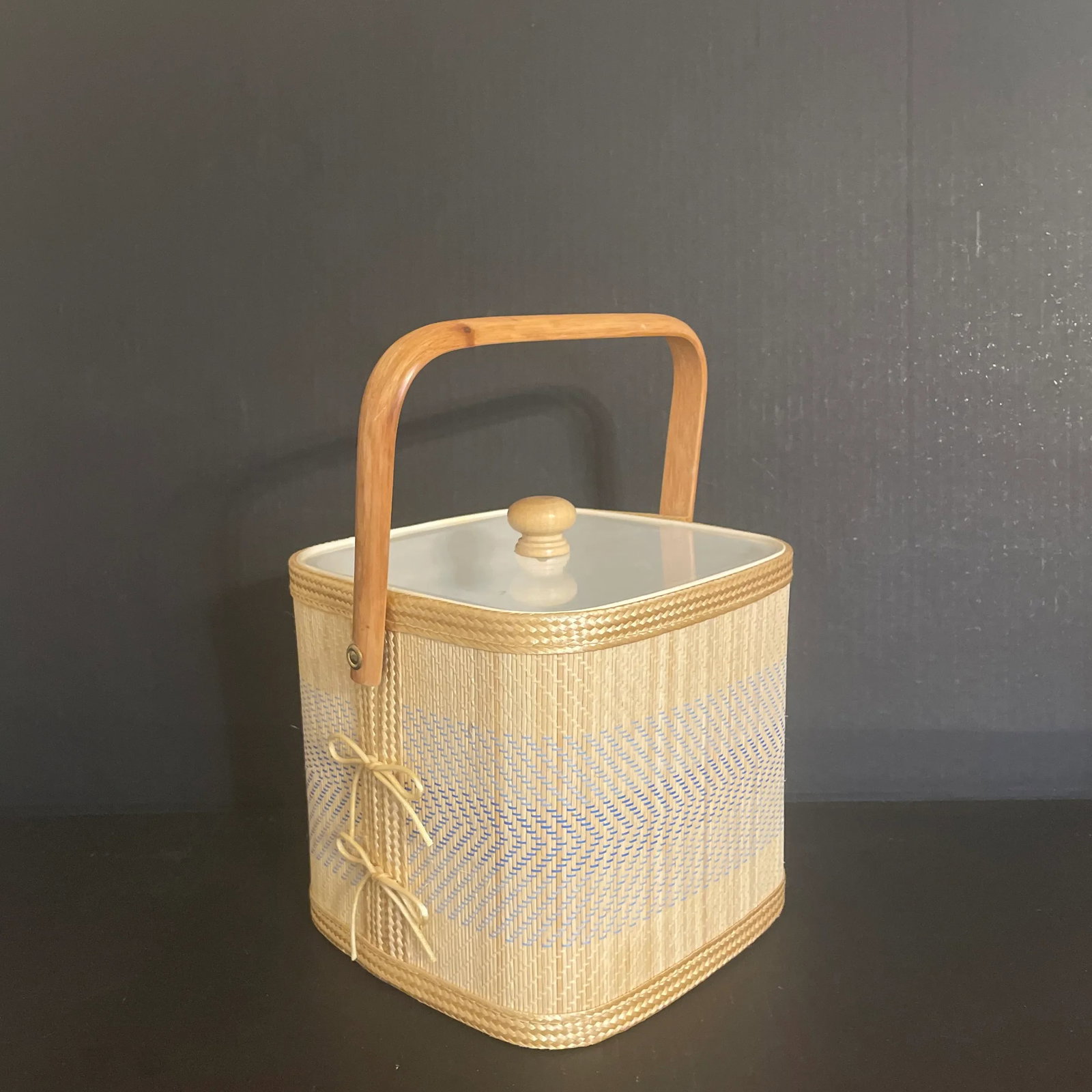 Mid 20th Century Raffia Covered Ice Bucket - 12