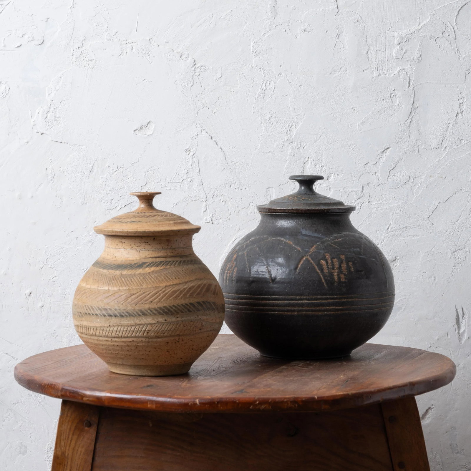 Charles Counts Pottery Lidded Jars - a Pair - 13