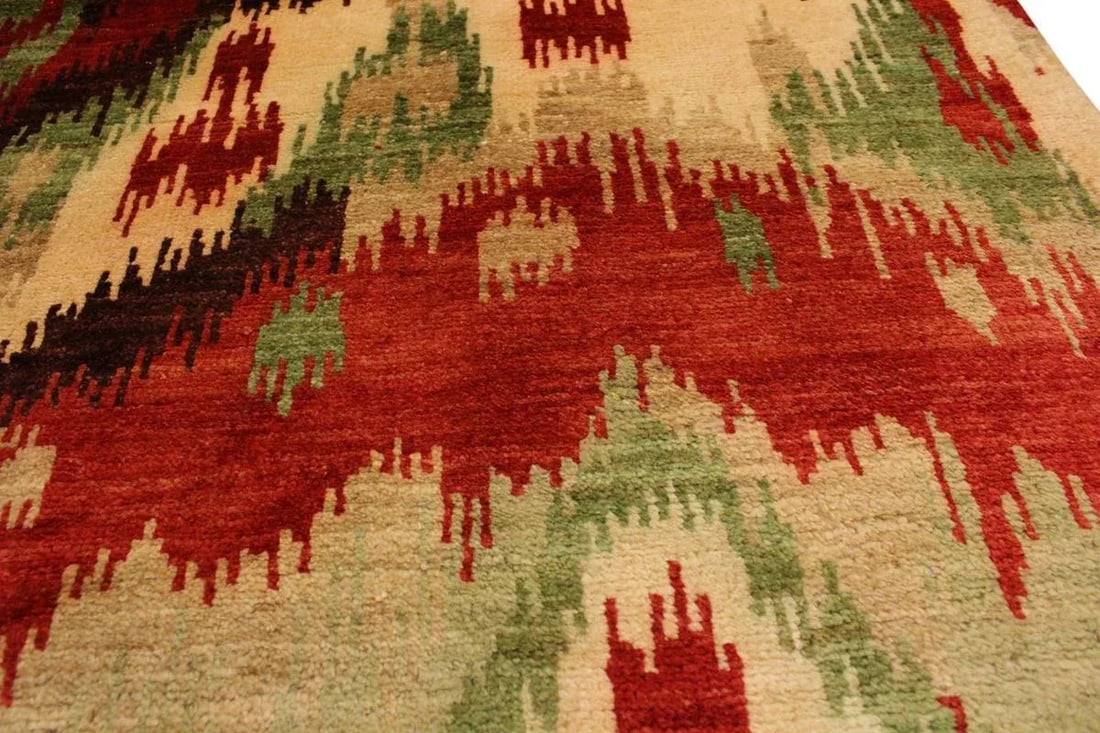 1990s Ikat Modern Red/Brown Wool Rug - 3'0 X 4'0 - 6