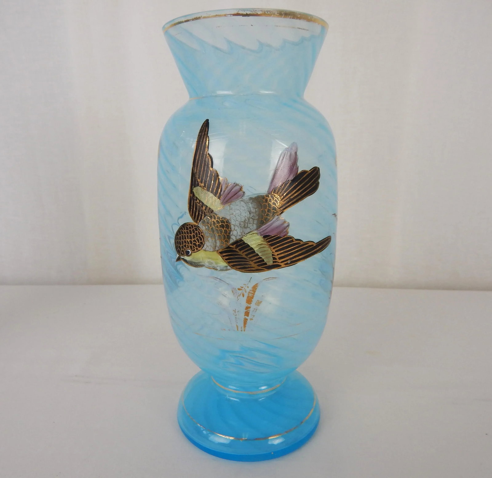 Antique Hand Painted Bird Vases - a Pair - 6