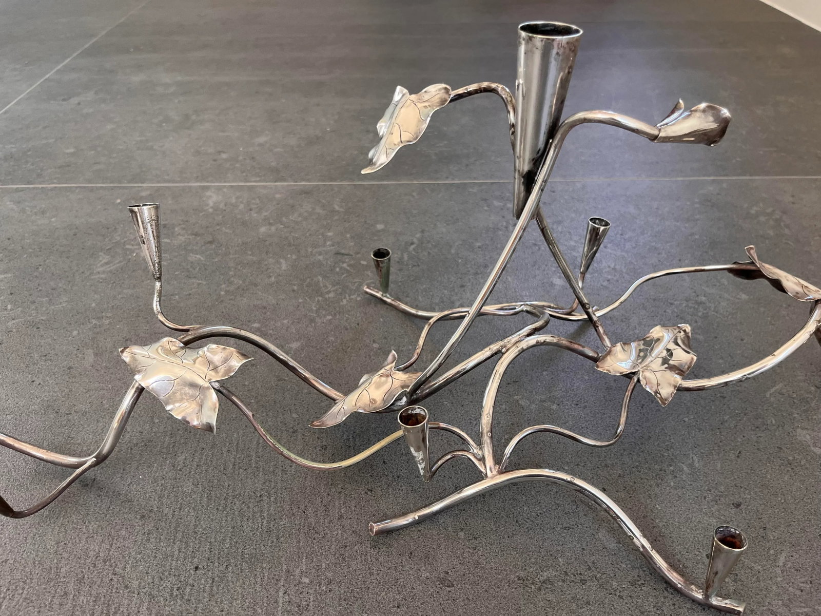 Large Art Nouveau Morning Glory Candelabra by Plata Lappas - 12
