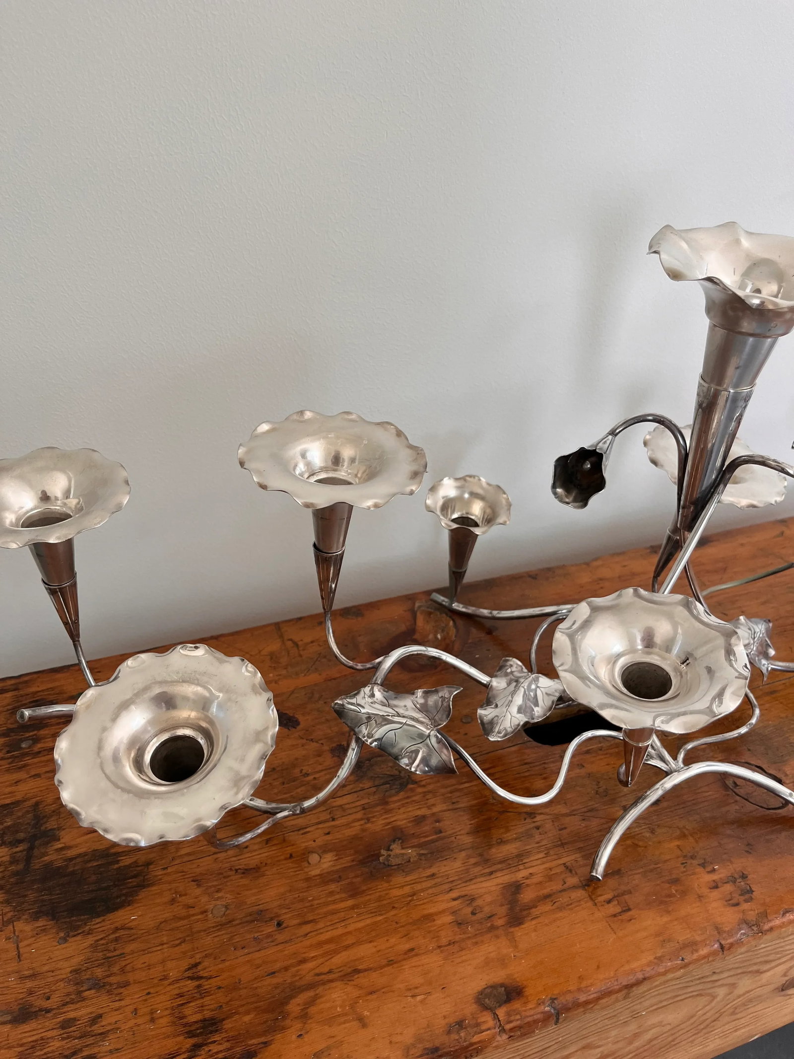 Large Art Nouveau Morning Glory Candelabra by Plata Lappas - 4