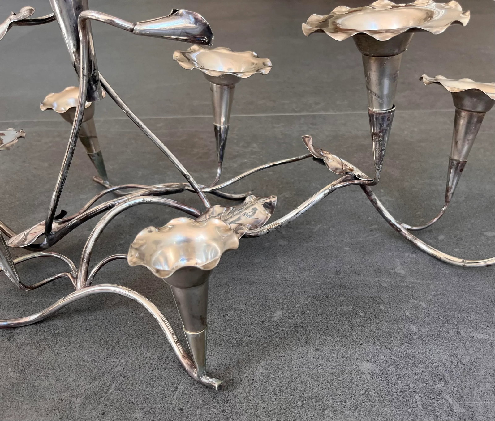 Large Art Nouveau Morning Glory Candelabra by Plata Lappas - 7