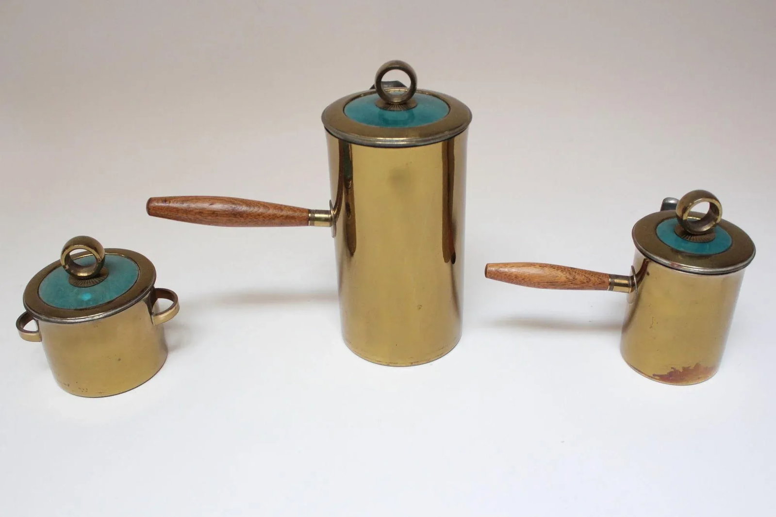 Vintage Georges Briard "El Dorado" Enamel and Brass Tea/Coffee Service - 4
