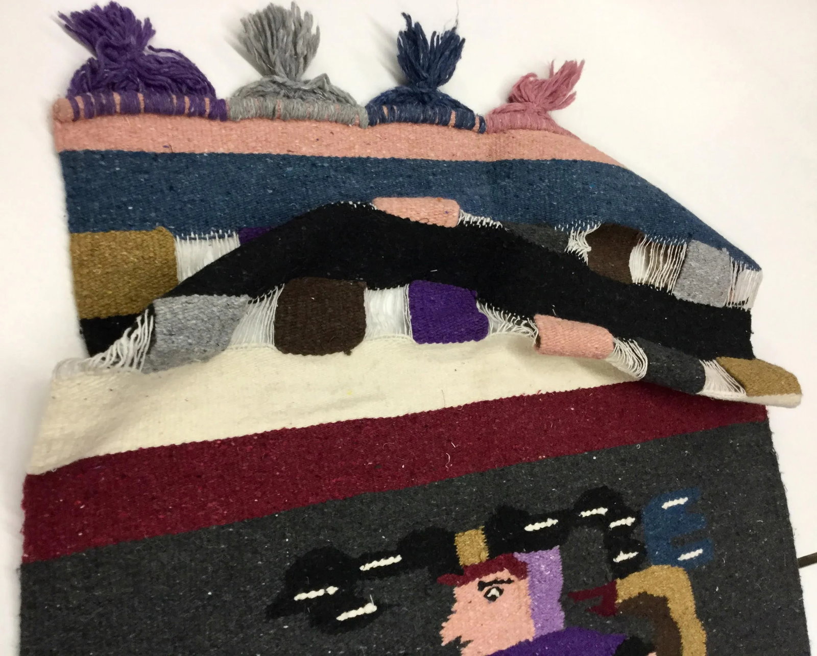 Vintage Slub Cotton Hand Loomed Textile Art - 5