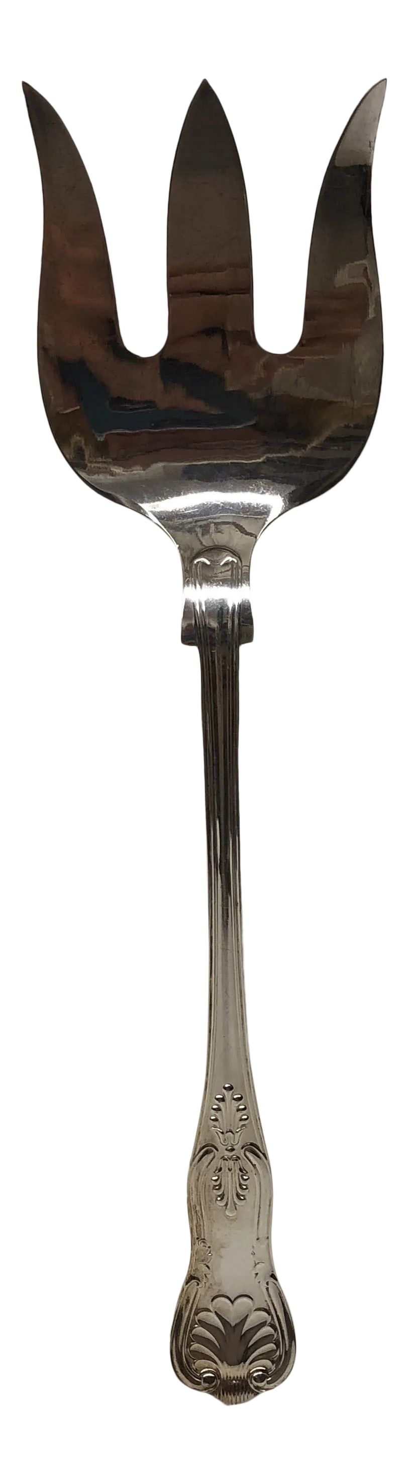 Vintage Silver Plate Sheffield Serving Fork: Extra Large And In Excellent Condition This Original Sheffield 3 Prong Fork Is The Perfect Piece To Add To Your Serving Ware Set For The Holidays. The Kings Pattern Is Very Popular And Will Mix Or