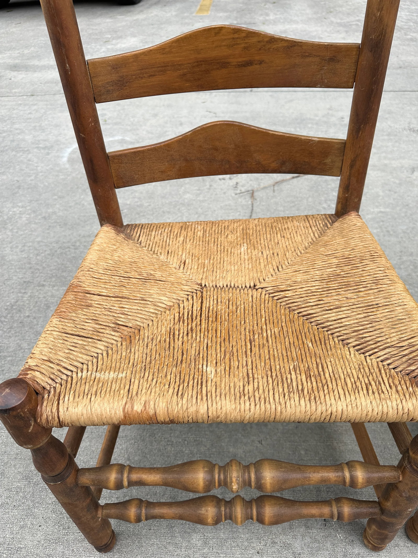 1970s Collection of Wood and Wicker Ladder Back Chairs- Set of 4 - 3