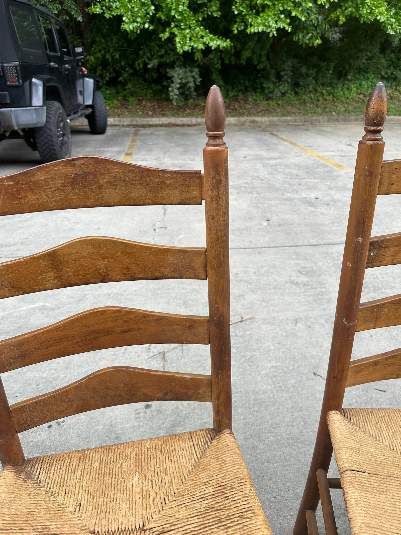 1970s Collection of Wood and Wicker Ladder Back Chairs- Set of 4 - 4