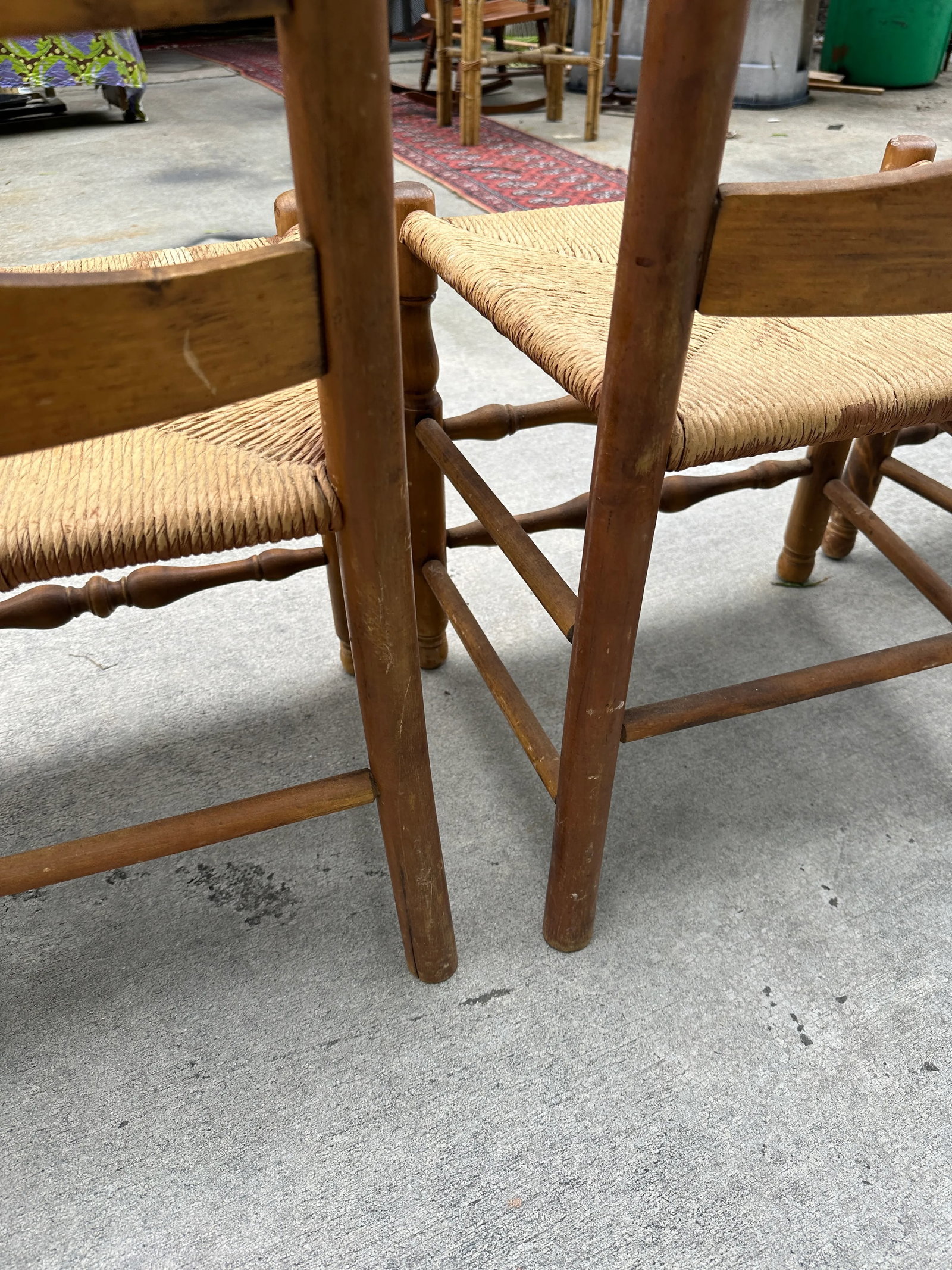 1970s Collection of Wood and Wicker Ladder Back Chairs- Set of 4 - 8