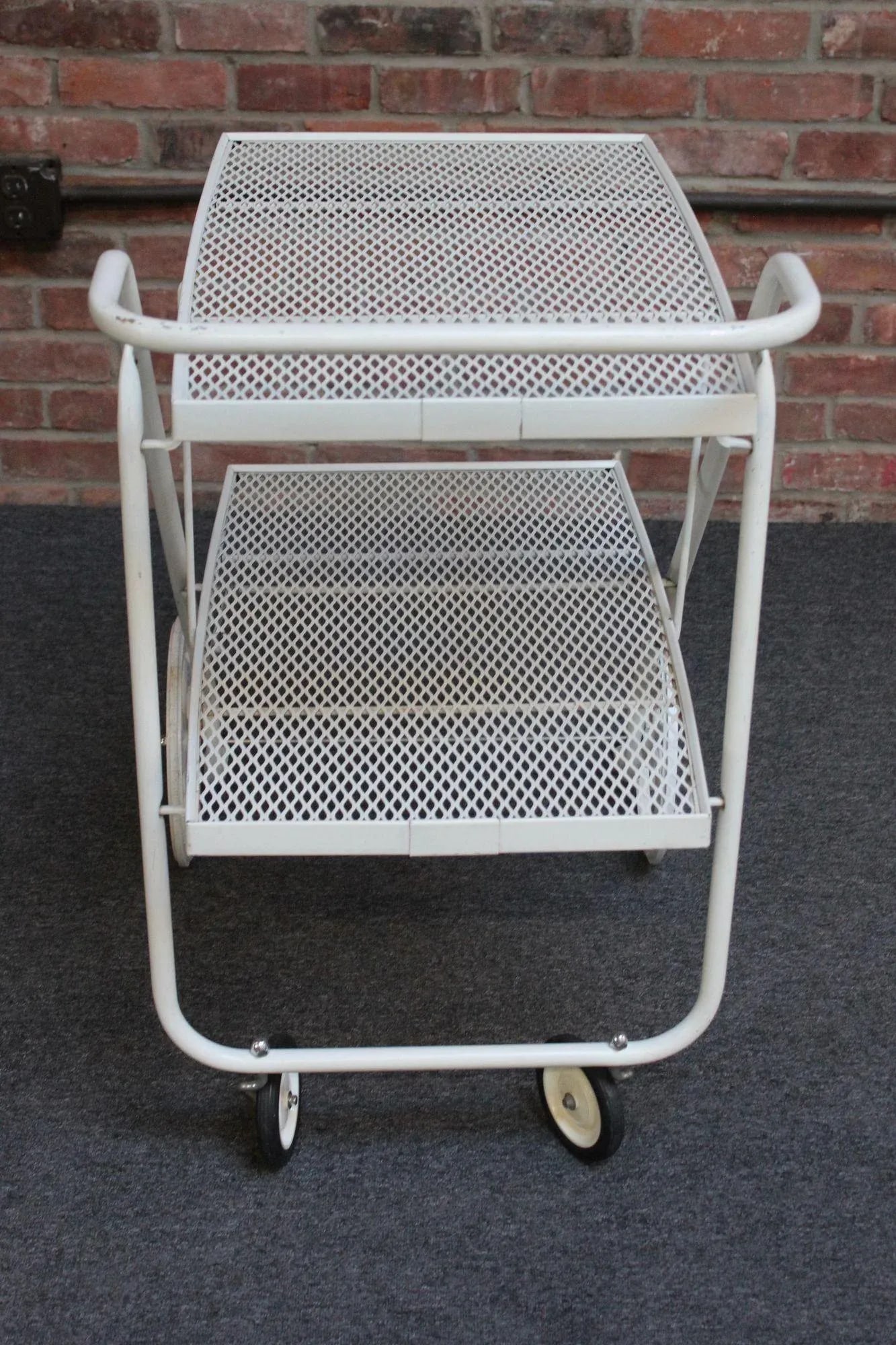 Mid-Century Modern Painted Metal Garden Tea/Bar Cart Trolley - 5
