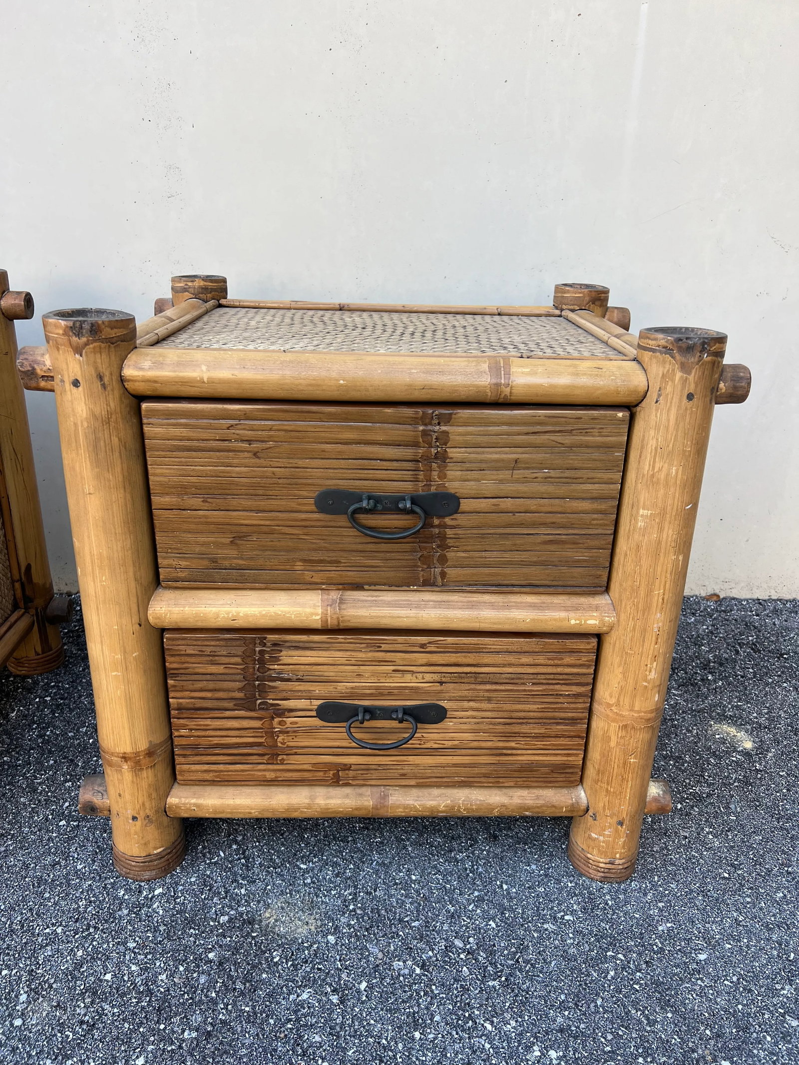 Late 20th Century Vintage Bamboo Caribbean Style Nightstands- a Pair - 3