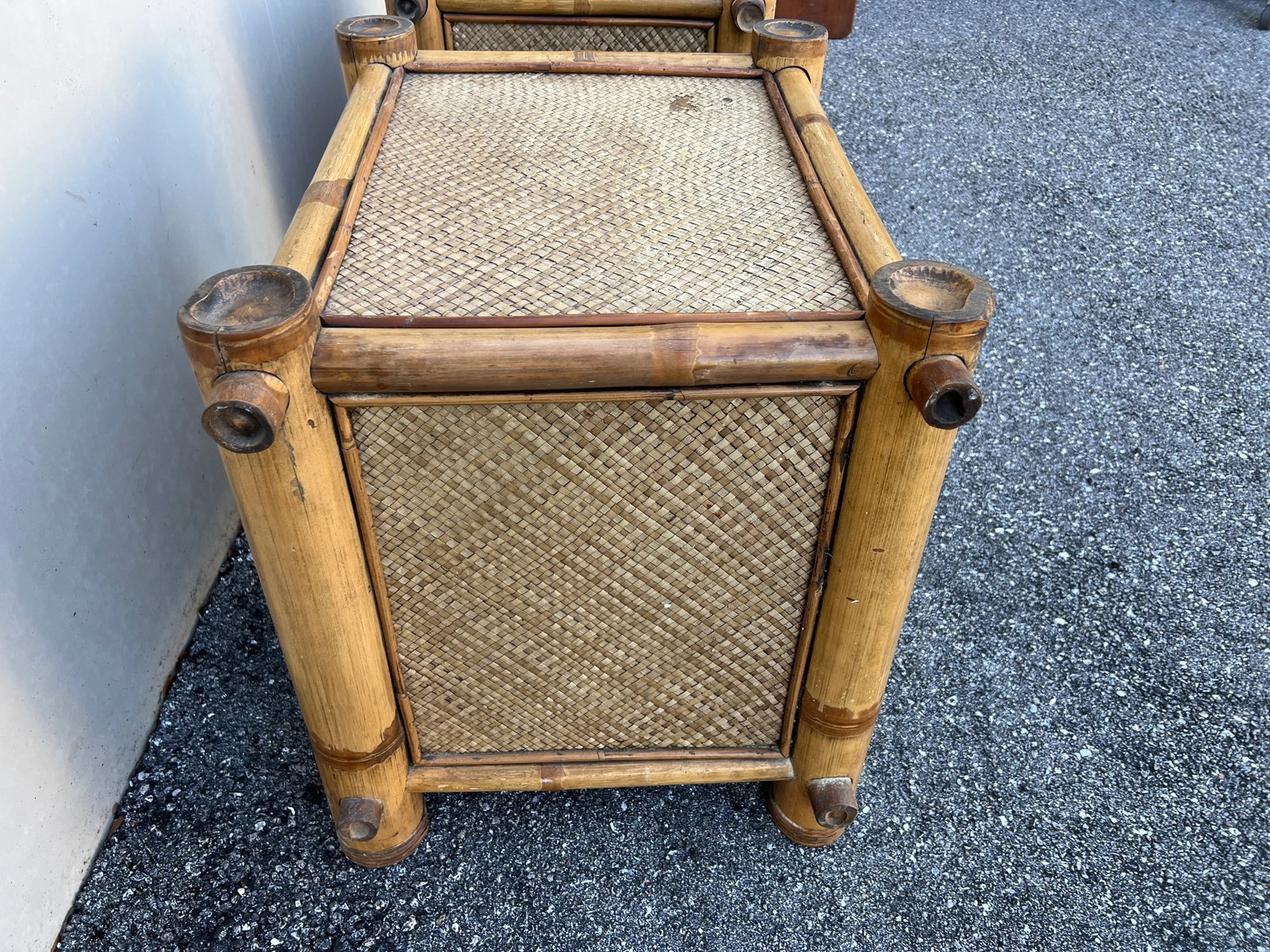 Late 20th Century Vintage Bamboo Caribbean Style Nightstands- a Pair - 4
