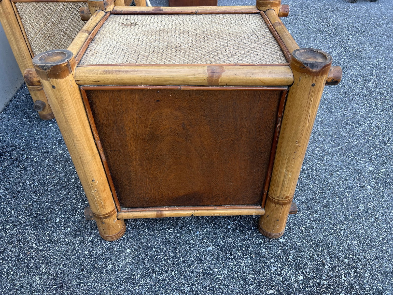 Late 20th Century Vintage Bamboo Caribbean Style Nightstands- a Pair - 5