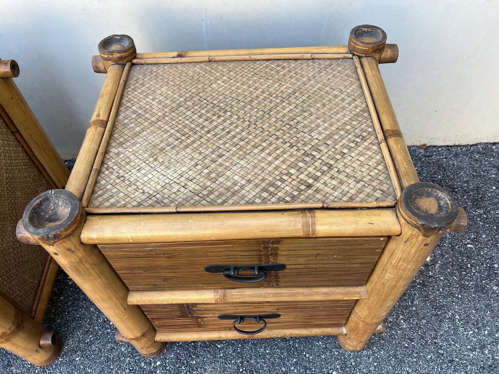 Late 20th Century Vintage Bamboo Caribbean Style Nightstands- a Pair - 6