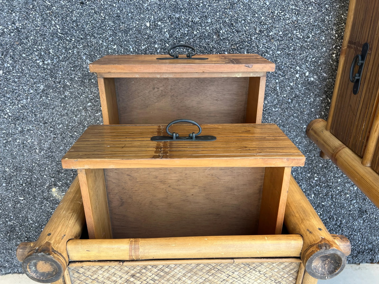 Late 20th Century Vintage Bamboo Caribbean Style Nightstands- a Pair - 7