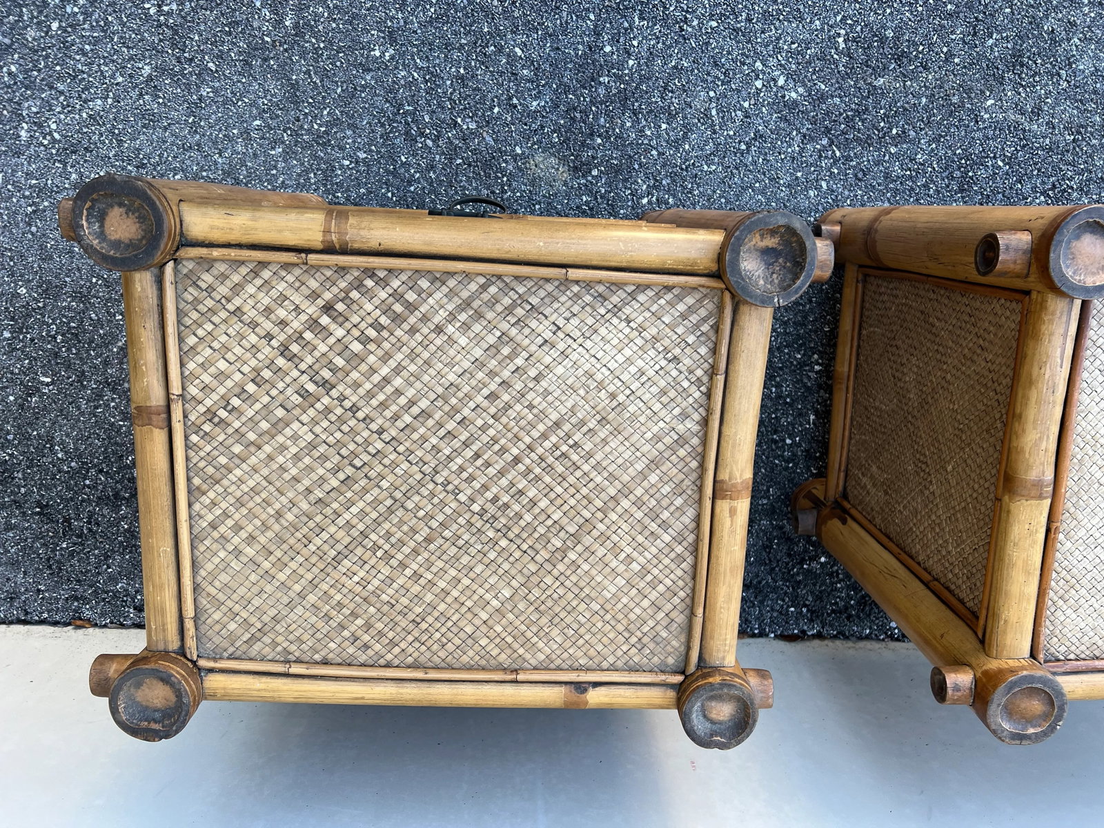 Late 20th Century Vintage Bamboo Caribbean Style Nightstands- a Pair - 8