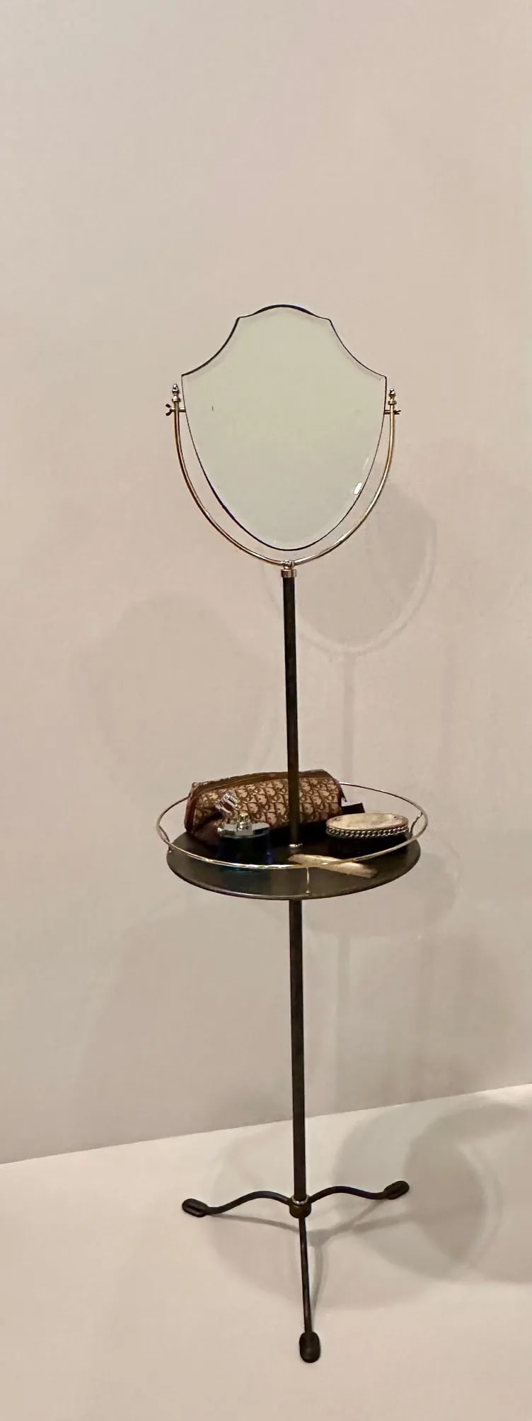 Brass and Galvanized Metal Standing Shaving Stand - 4