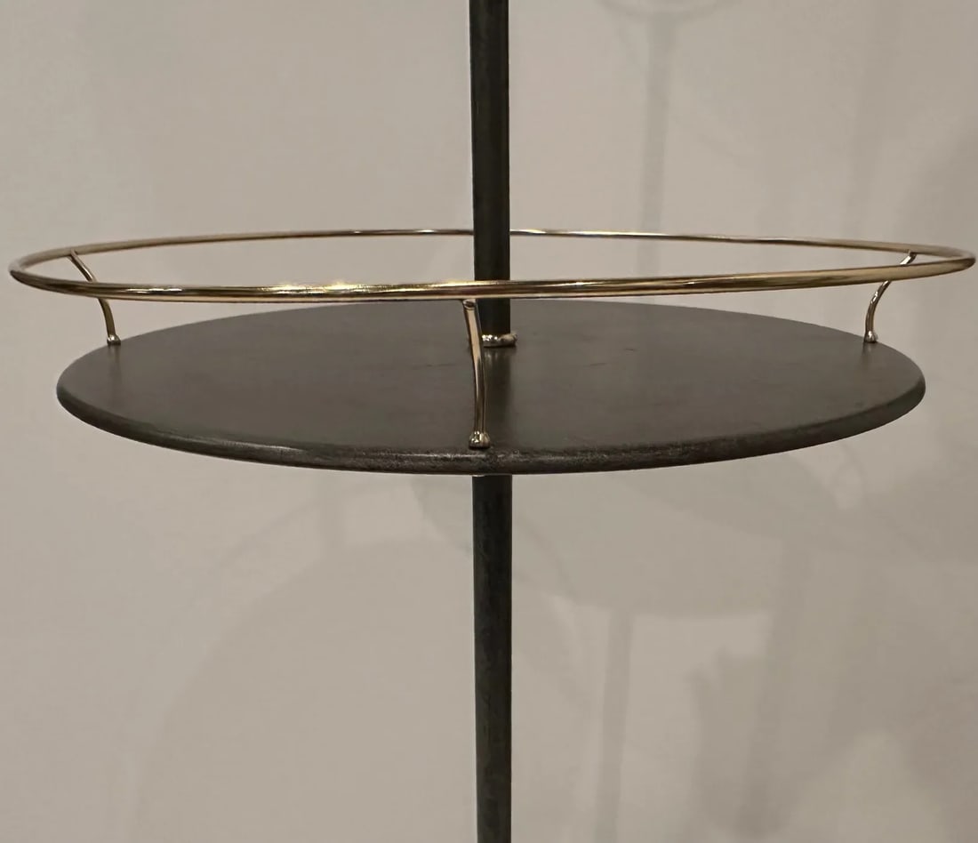 Brass and Galvanized Metal Standing Shaving Stand - 7