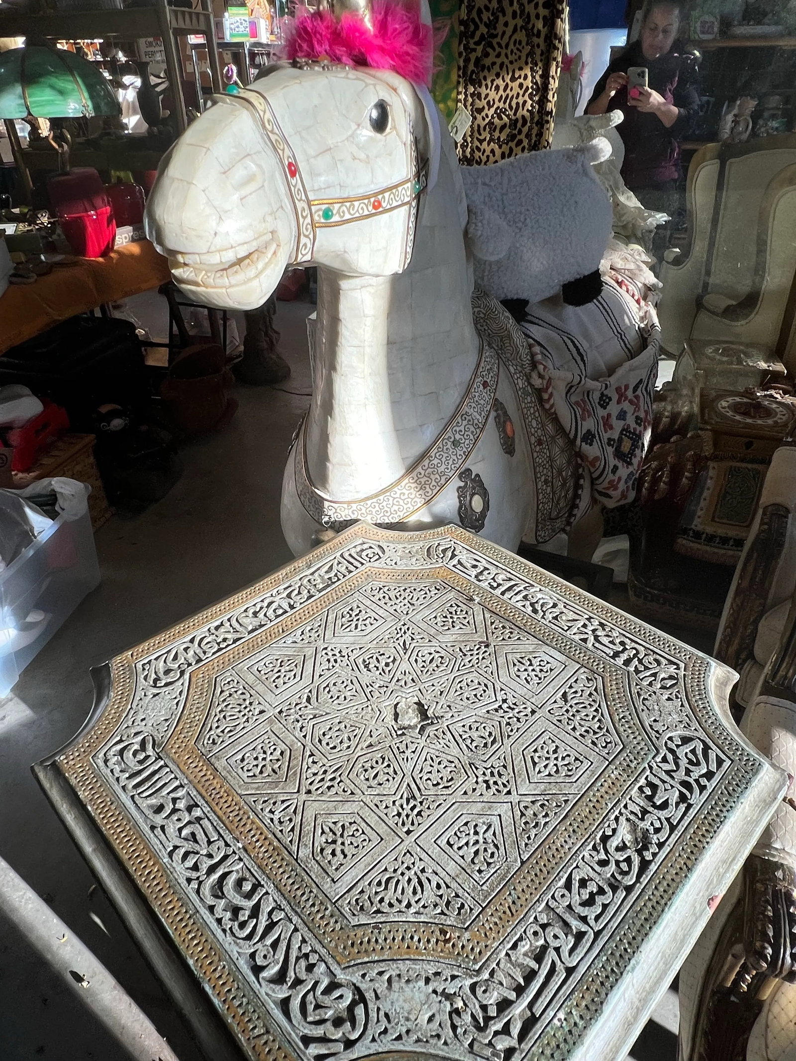 1970s Hand Carved Grey Antique Table - 8
