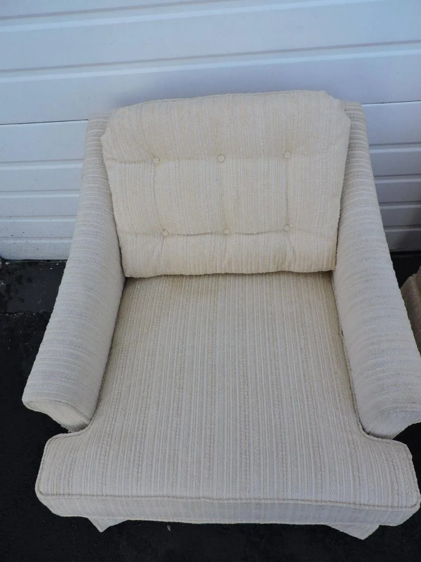 Mid Century Pair of Tufted Living Room Side by Side Chairs by Burdines - 6