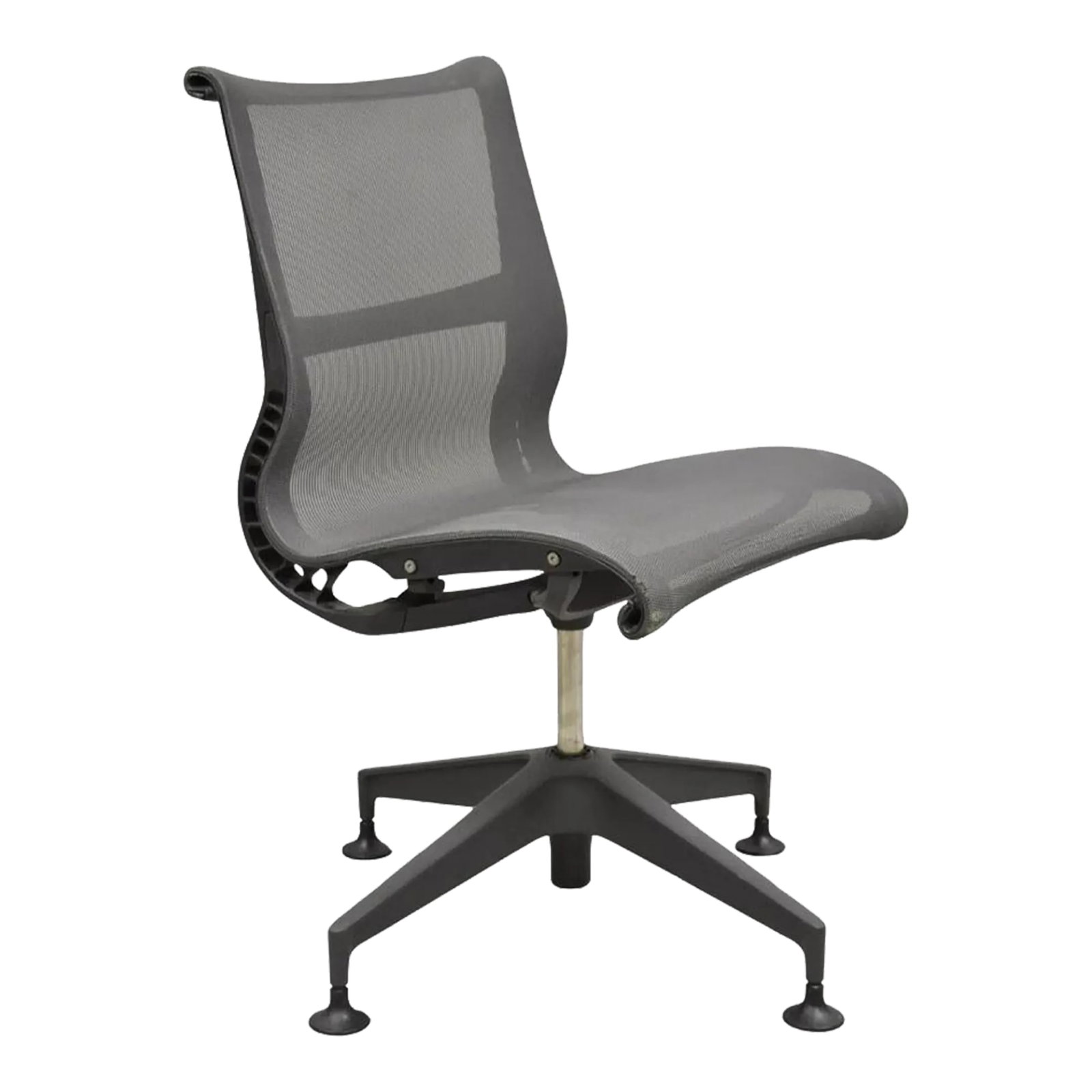 Herman Miller Setu Side Chair Metal Mesh Desk Office Swivel Chair - Single: Herman Miller Setu Swivel Side Chair. Circa 21st Century, Pre-owned. Measurements: 35" H x 19" W x 22" D x 19" Seat height. Condition: Alterations: Original Condition Unaltered Imperfections: Some Imp