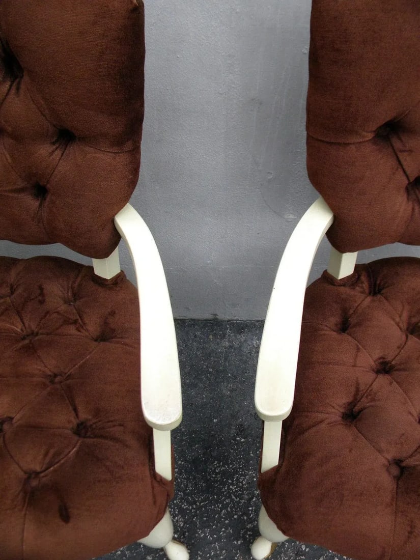 French Painted Tufted Living Room Side Chairs - Pair - 10