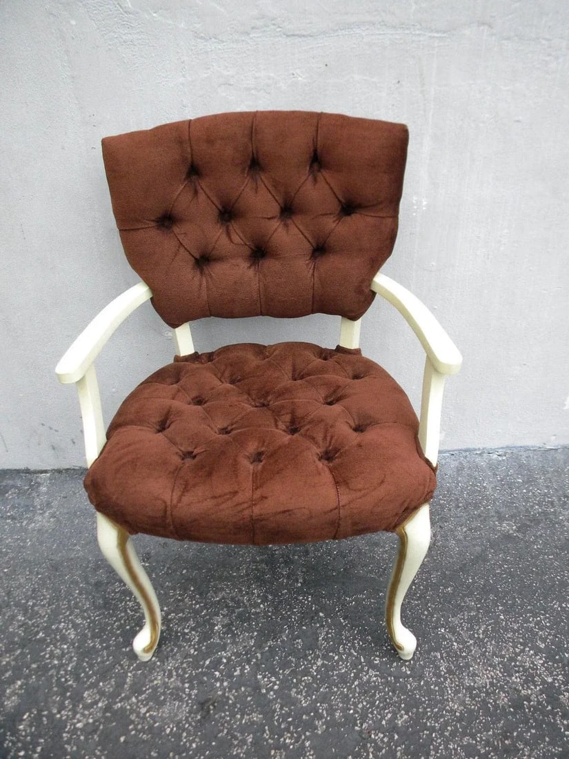 French Painted Tufted Living Room Side Chairs - Pair - 2