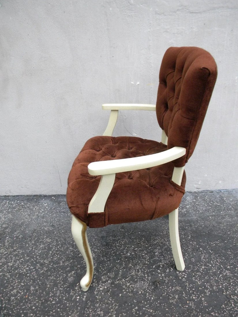 French Painted Tufted Living Room Side Chairs - Pair - 4