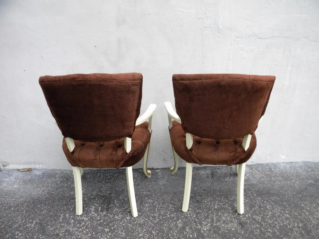 French Painted Tufted Living Room Side Chairs - Pair - 5