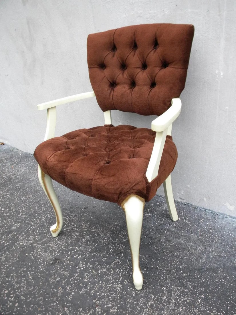 French Painted Tufted Living Room Side Chairs - Pair - 7