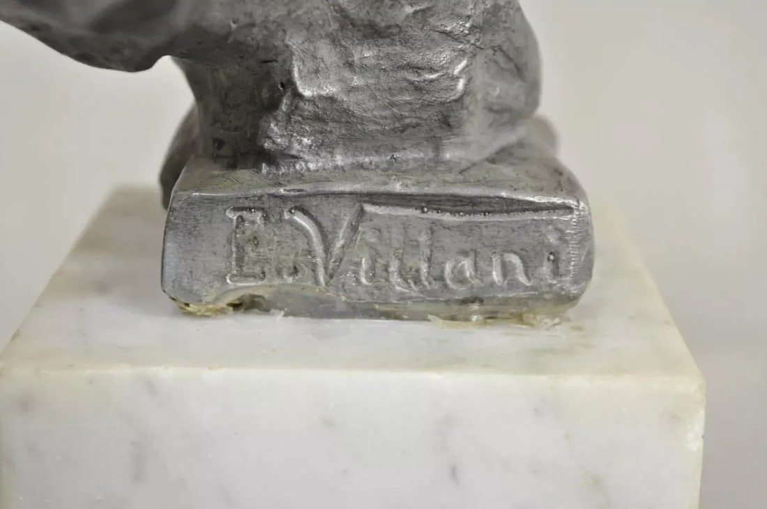 Early 20th Century Antique Emmanuel Villanis "Saida" Pewter Clad Female Bust Sculpture Statue - 7