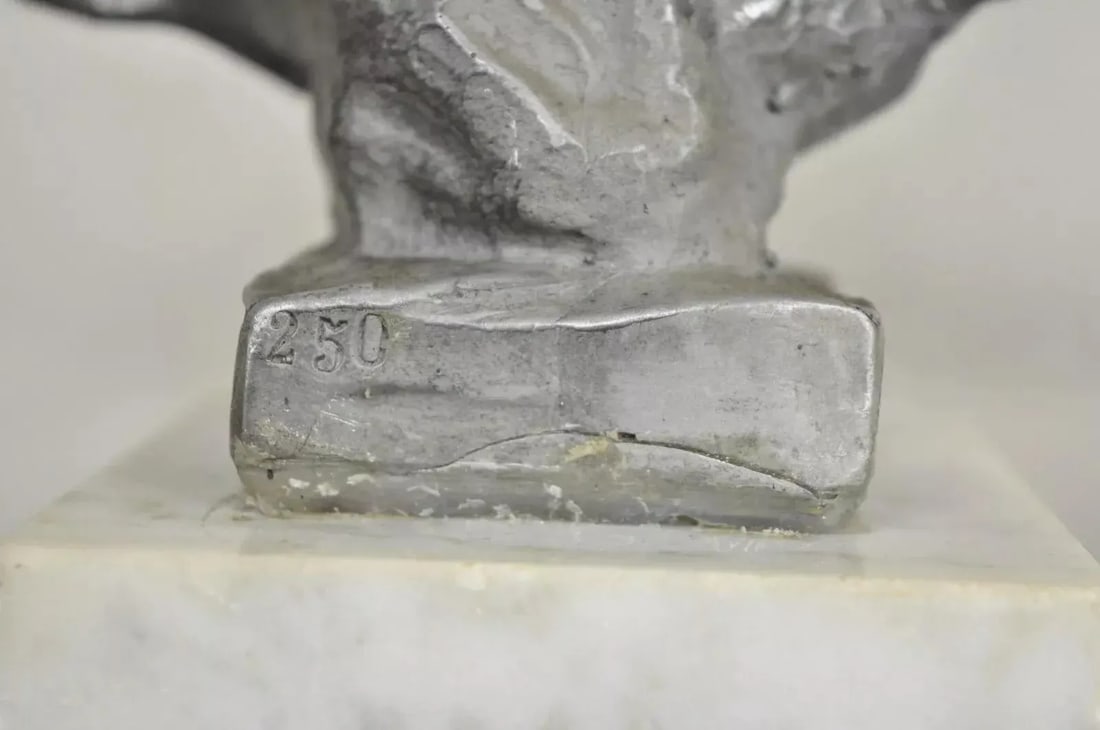 Early 20th Century Antique Emmanuel Villanis "Saida" Pewter Clad Female Bust Sculpture Statue - 8