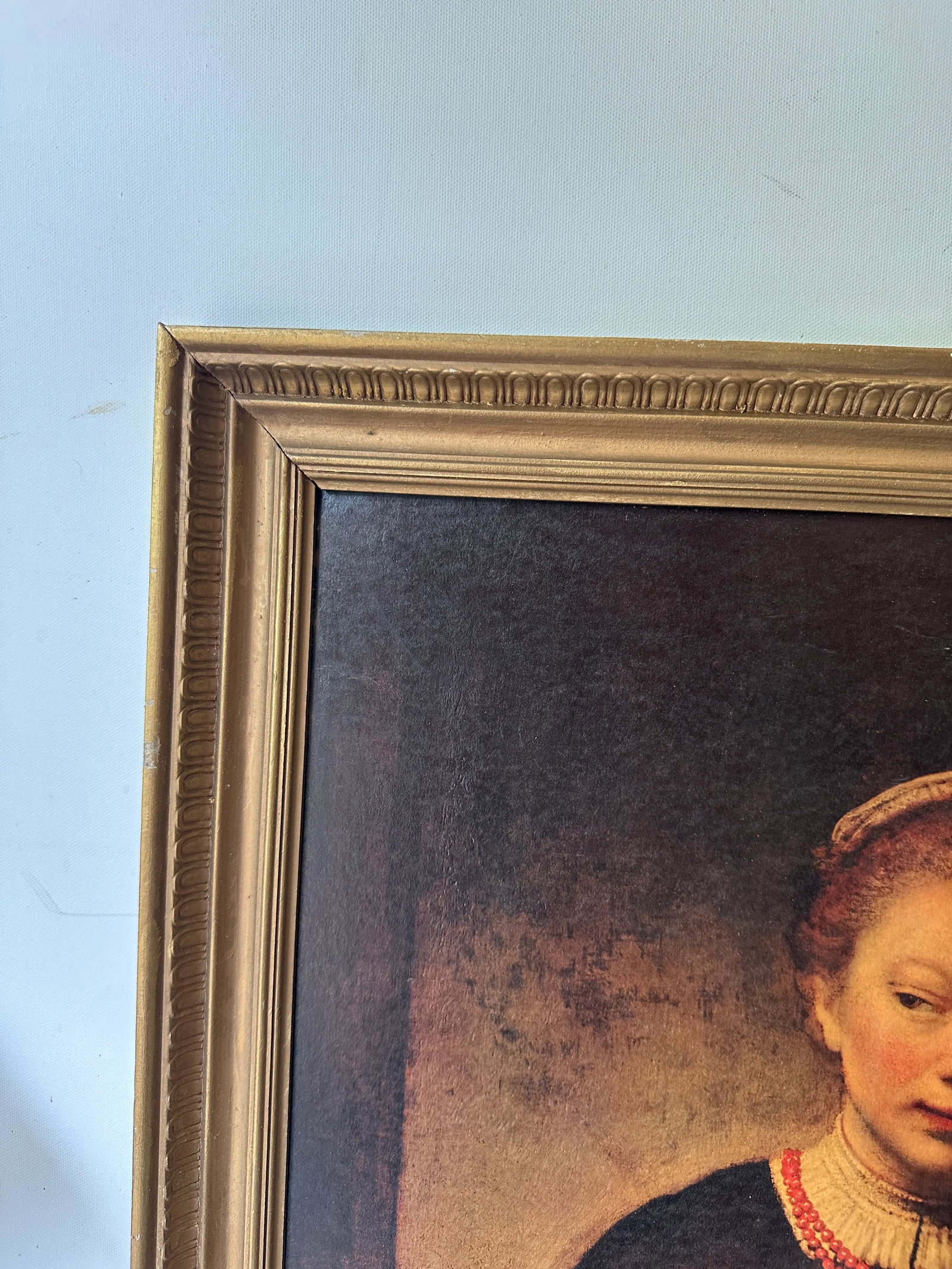 1970s Antique English Woman Print in Gold Frame - 3