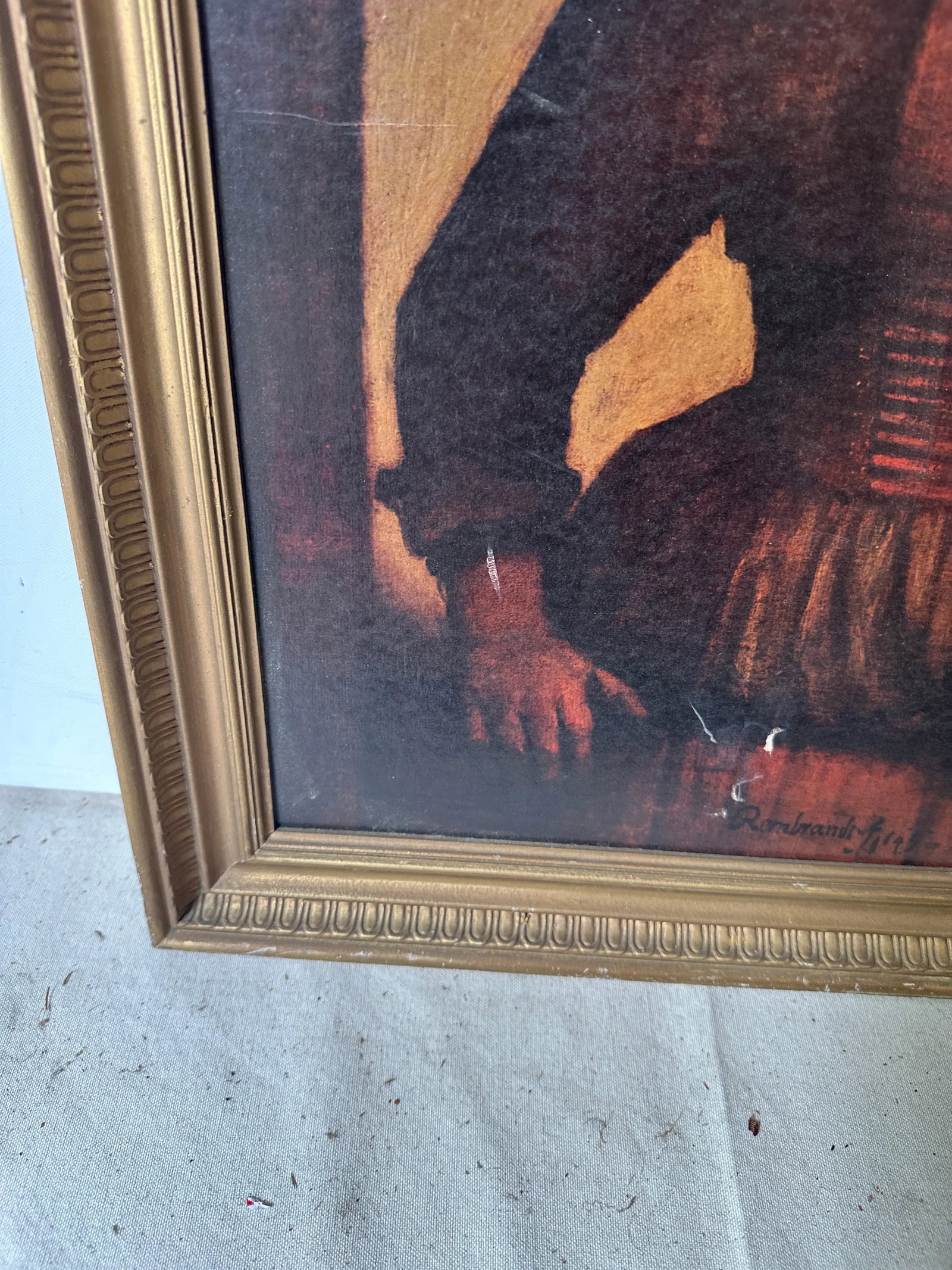 1970s Antique English Woman Print in Gold Frame - 4