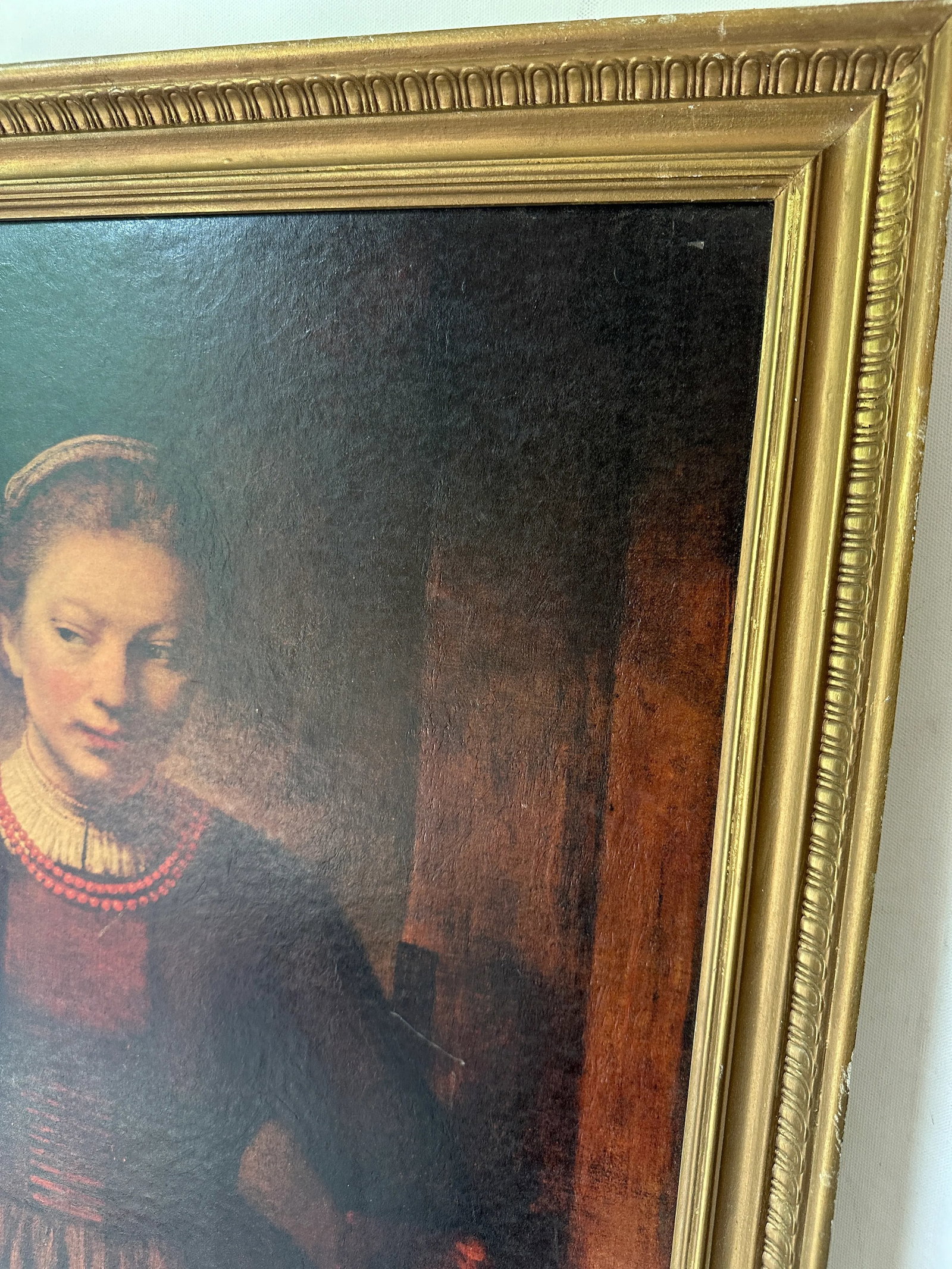 1970s Antique English Woman Print in Gold Frame - 9