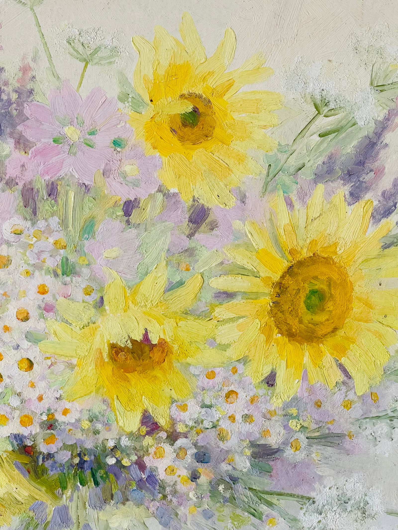 20 Th C Original Oil on Board Sunflower Painting - 3