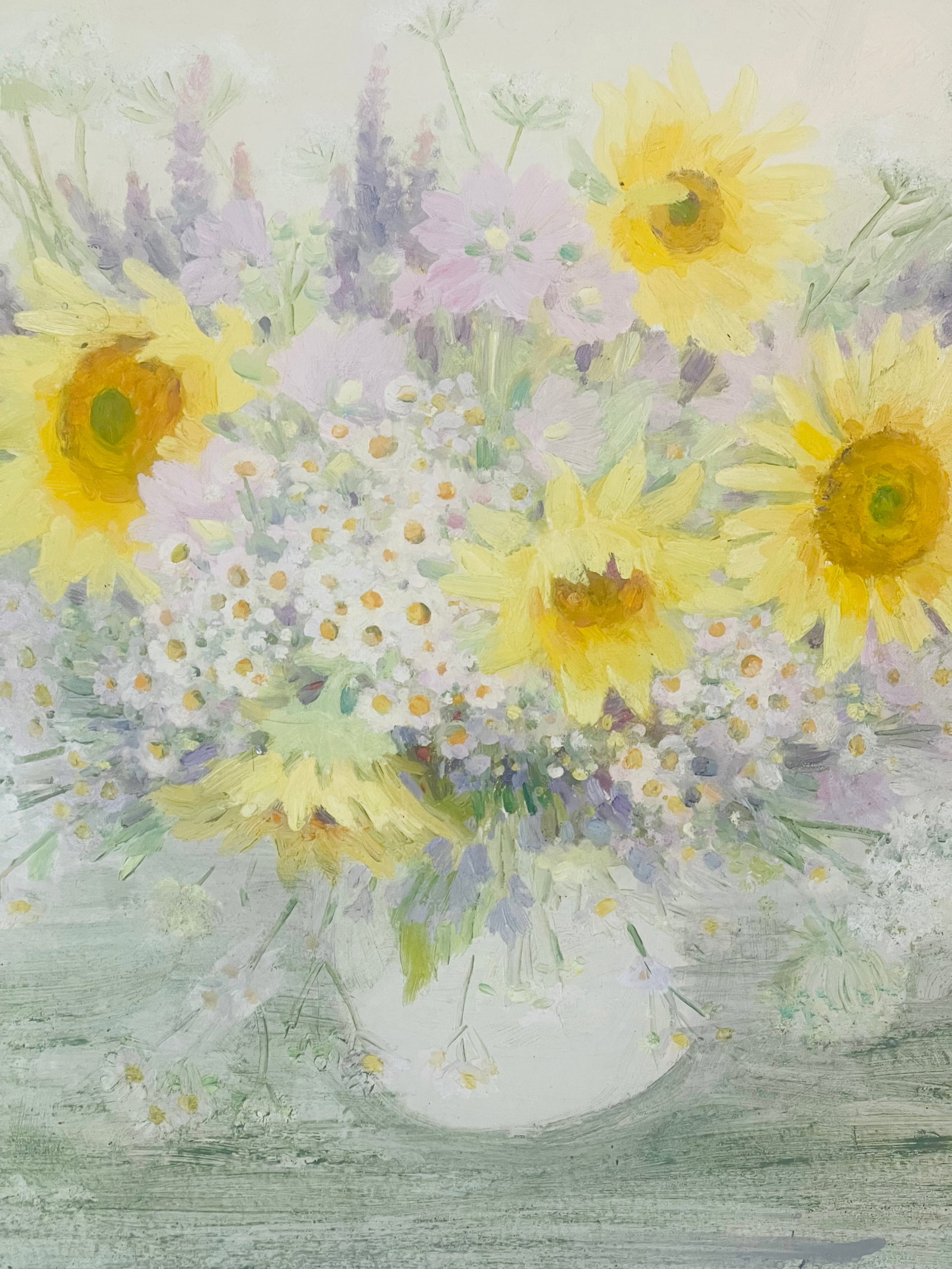 20 Th C Original Oil on Board Sunflower Painting - 6
