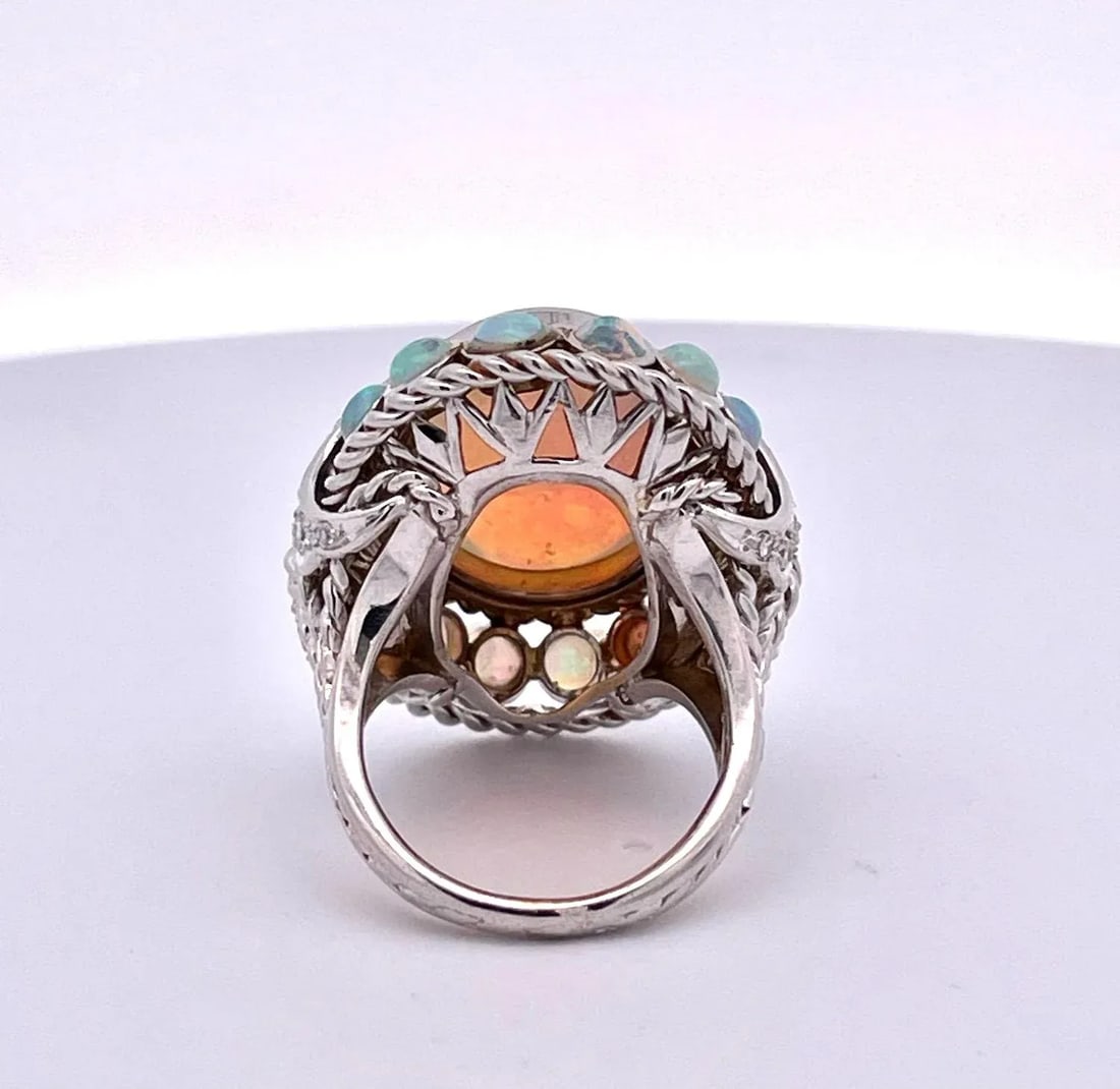Large Opal Diamond Ring 18k 6.75 - 7