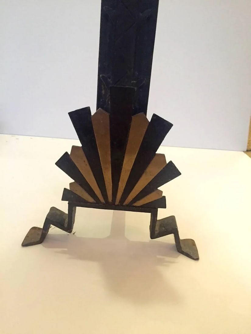 Art Deco Andirons in Black and Gold - 2