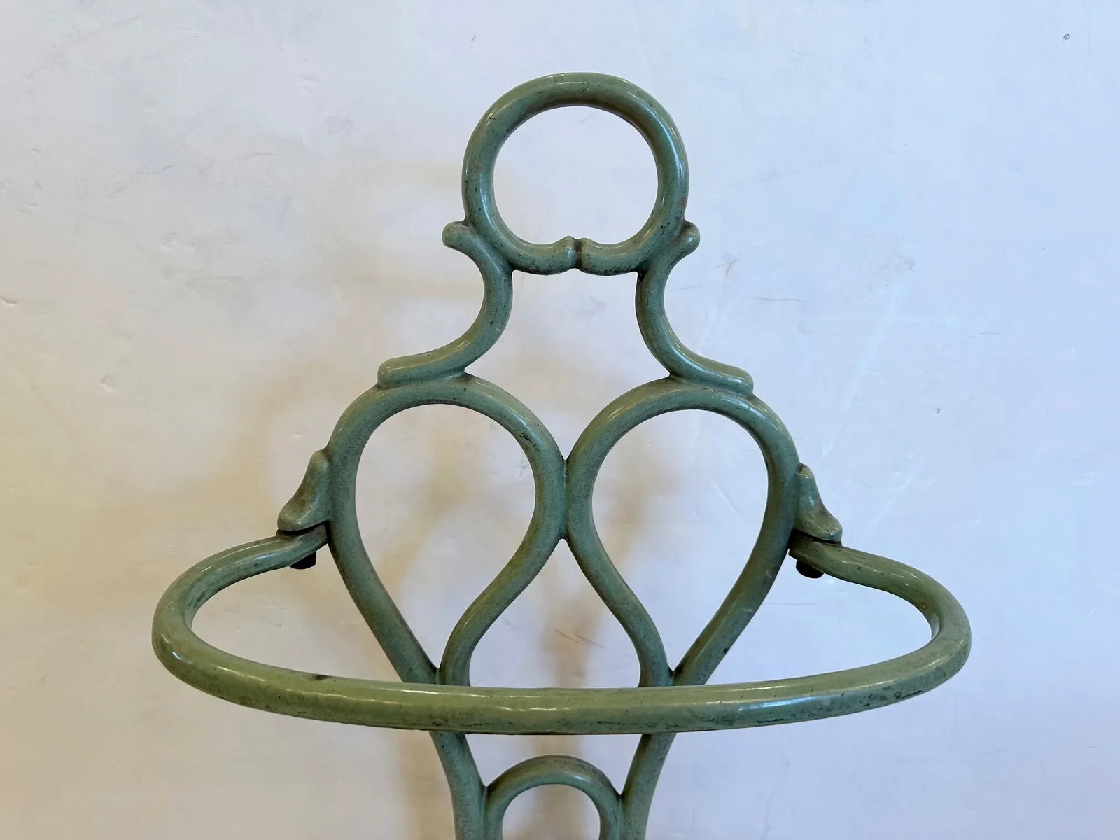 French Enamel Celedon Green Iron Umbrella Stand - 4